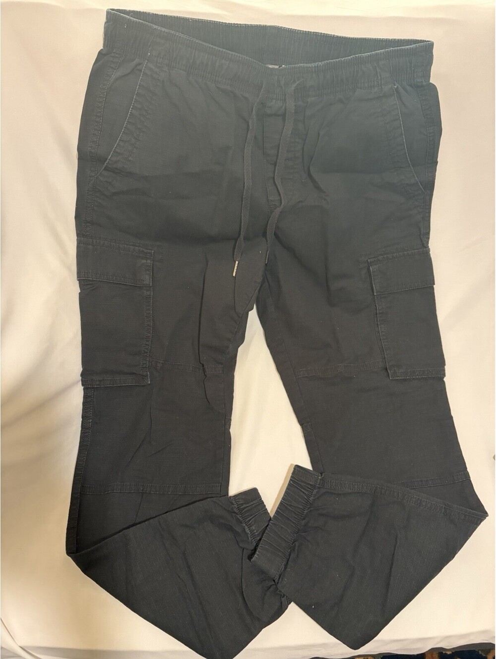 Gap Mens Small Black Cargo Joggers Pull On Elastic Waist